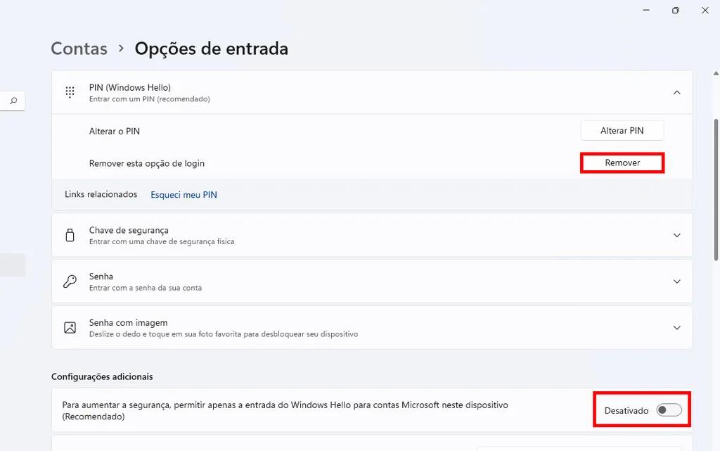 tirar o PIN do Win11