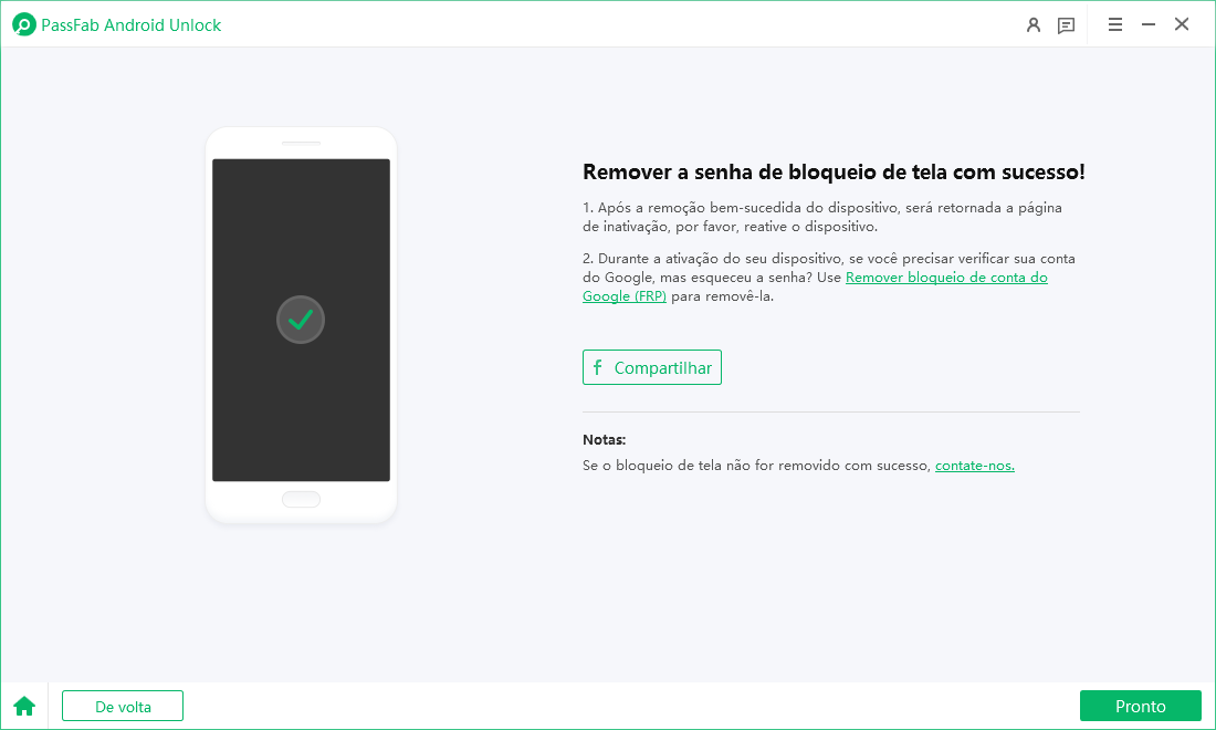 Concluir desbloquear um celular Motorola sem código pelo PassFab Android Unlock
