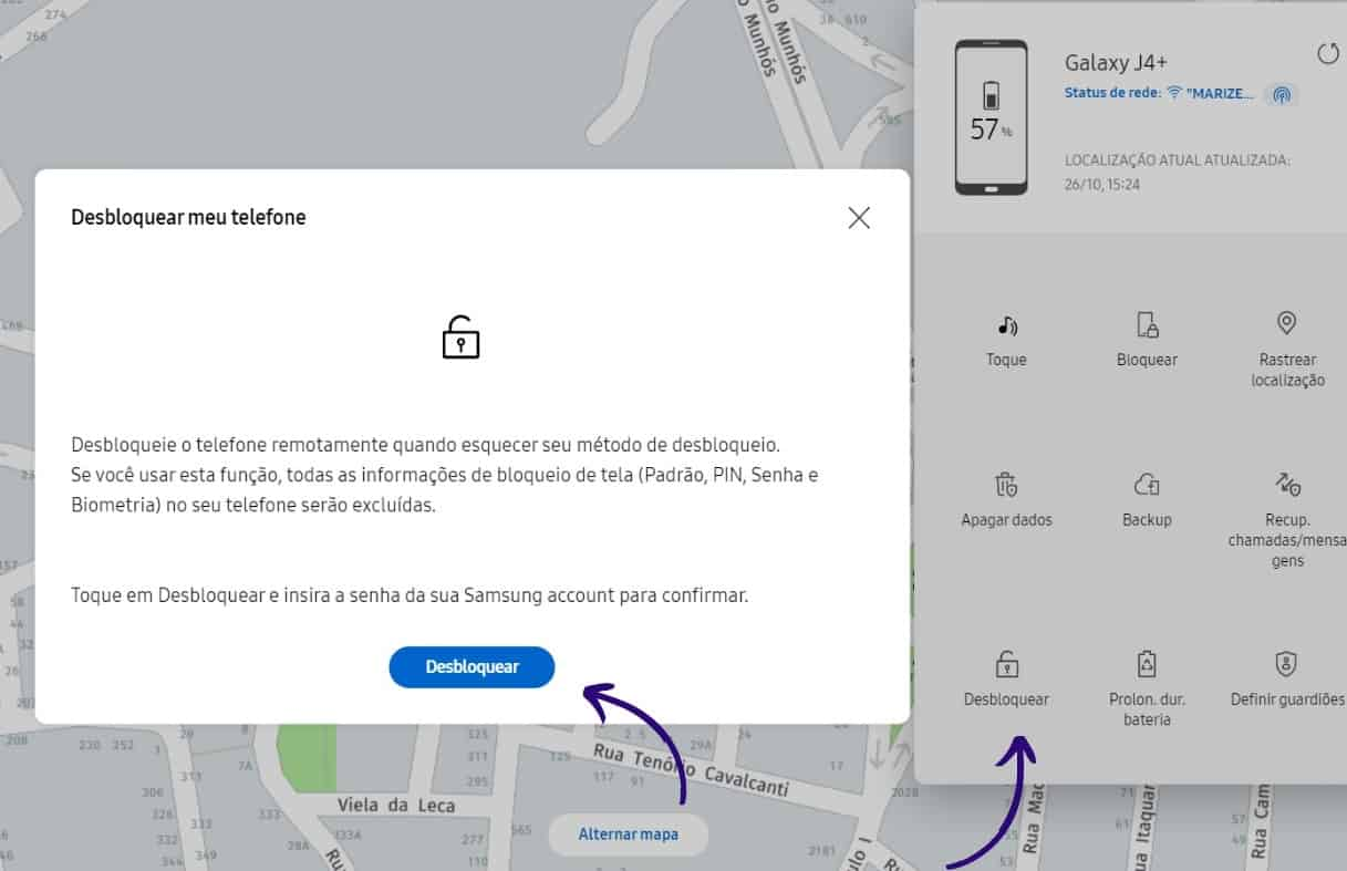 find my mobile samsung desbloquear celular com sucesso