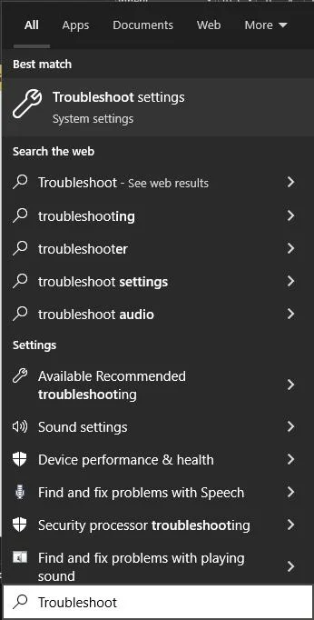 click-troubleshoot-settings