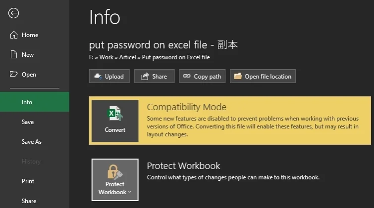 excel compatibility mode