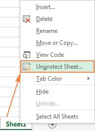 unprotect sheet