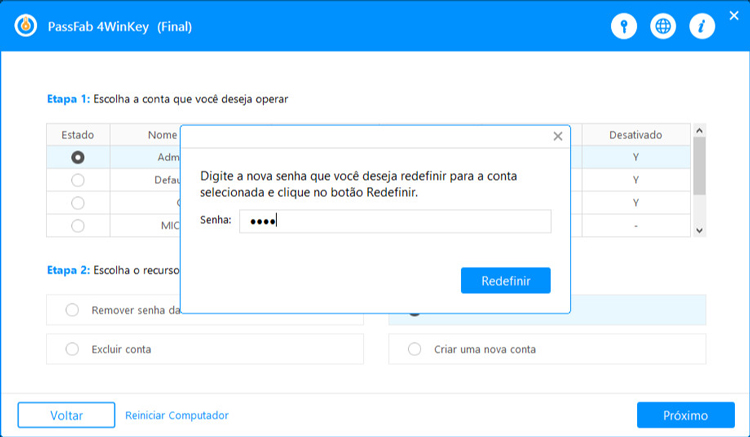redefinir senha notebook