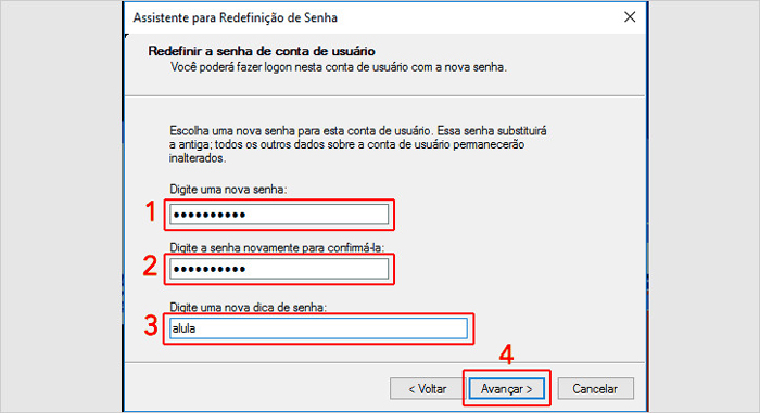 mudar senha notebook