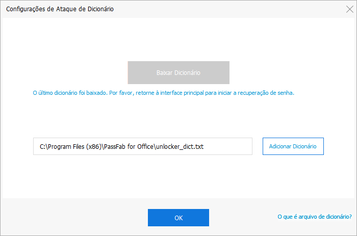 dictionary attack setting in passfab for office