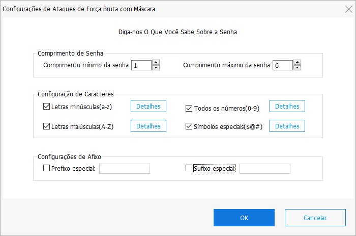 mask attack settings in passfab for office