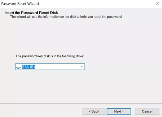 insert password reset disk