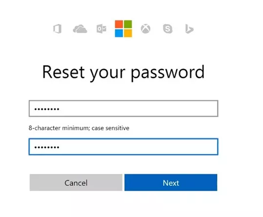 reset password