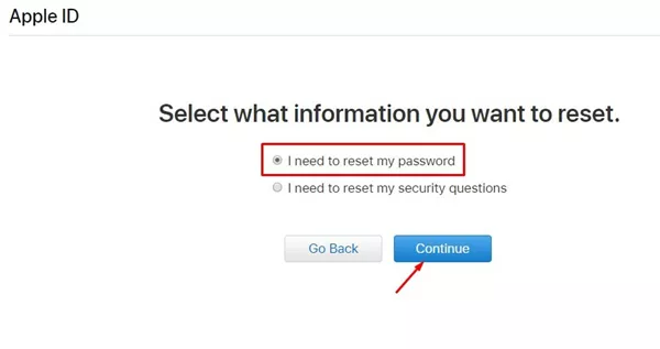 click i need to reset my password
