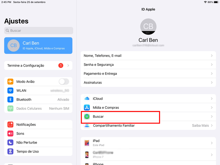 go to apple id and click find my