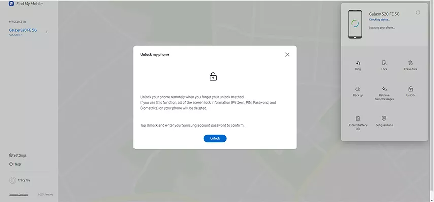 find my mobile confirm unlock