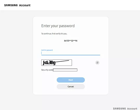 re-enter the samsung account password