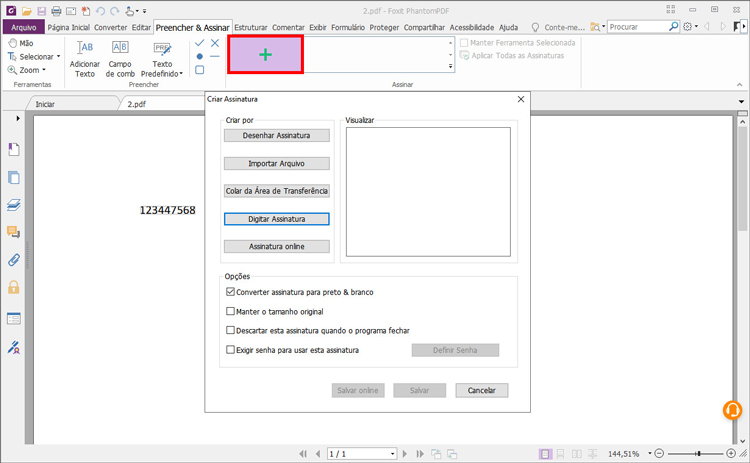 adicionar assinatura pdf