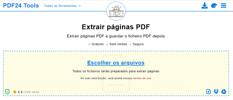 pdf extrair páginas
