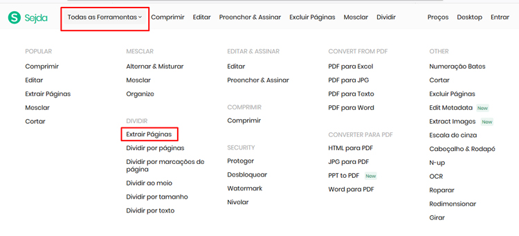 extrair páginas pdf online