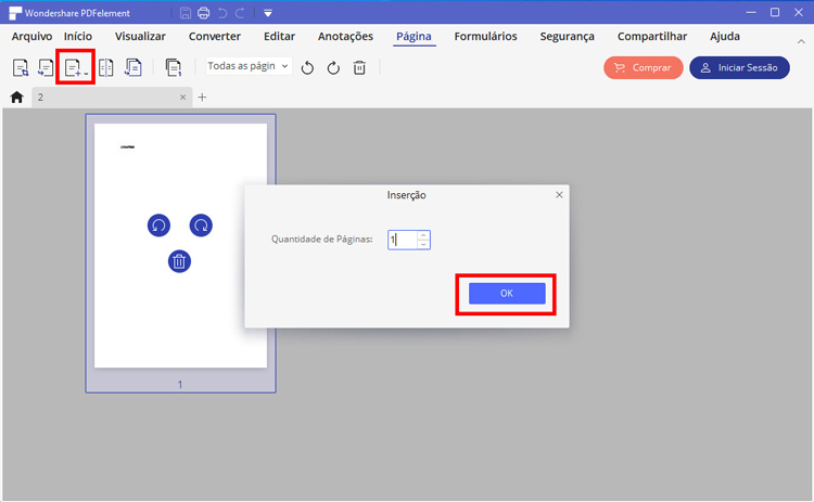 inserir numero de páginas pdf