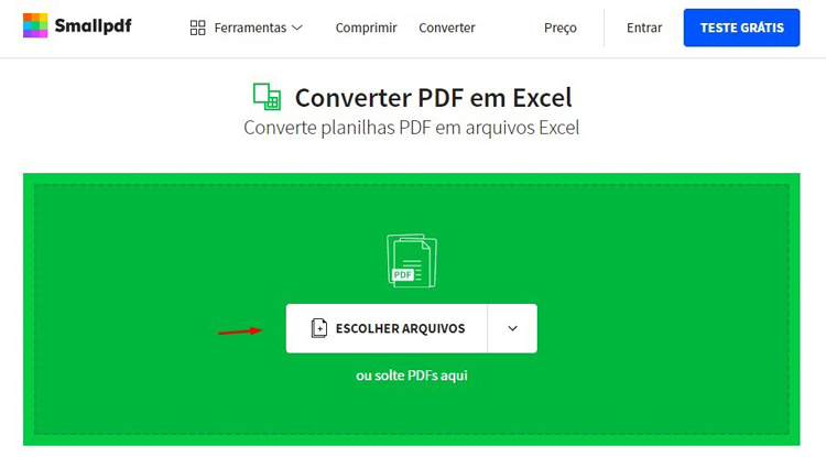 conversão pdf para excel