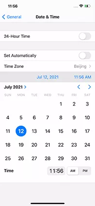 change date and time to bypass screen time