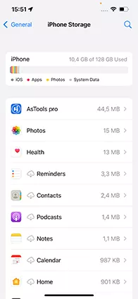 iPhone stuck in update - iPhone storage