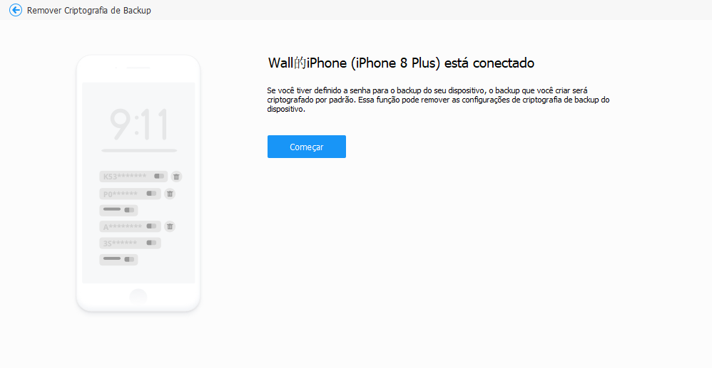 connect device to passfab iphone backup unlocker