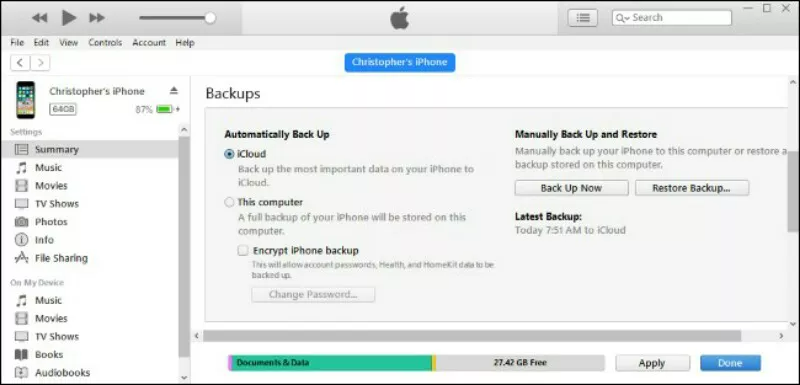 backup to icloud