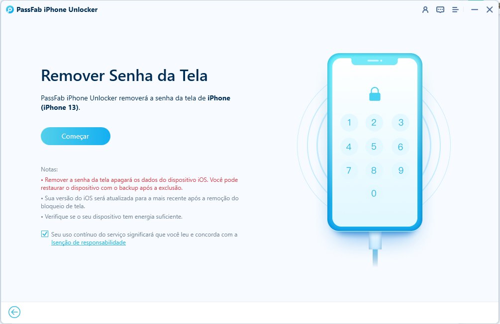 passfab iphone unlocker começar a remover senha