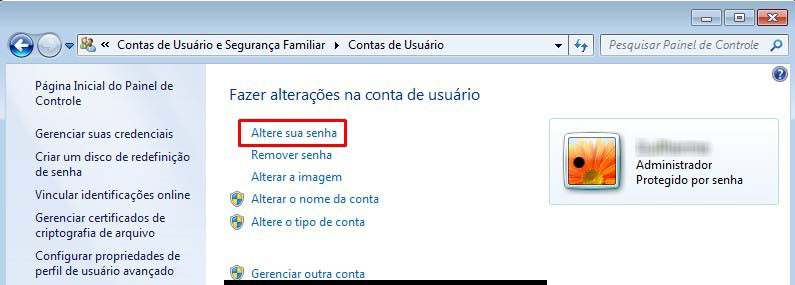 como mudar a senha do administrador windows 7