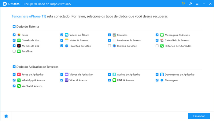 selecionar dados e digitalizar no ultdata