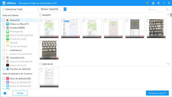 visualizar dados antes da recuperação no ultdata